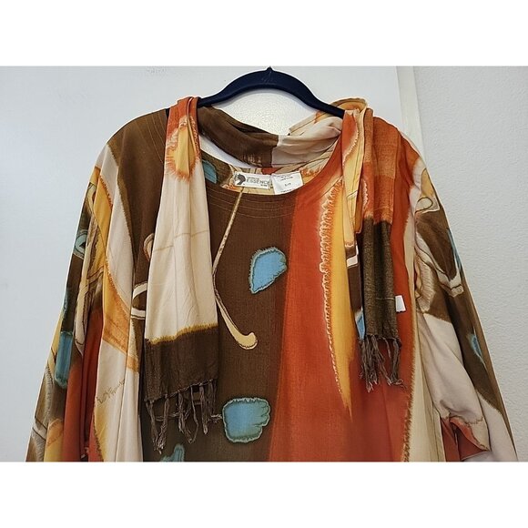 Essence by Mail Bali Boho Layered Dress Kaftan Burnt Orange Brown Med - Picture 7 of 11